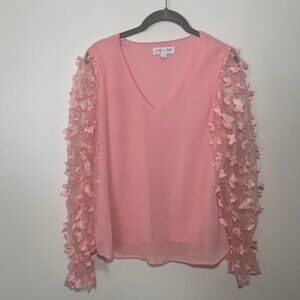 She + Sky 3D Fairycore Romantic Feminine Floral/Butterfly Embellished Top Size S